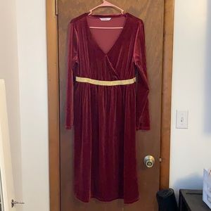 Red Dress with gold glitter band